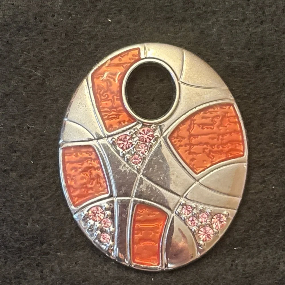Silver and Orange Pendant with Pink Accents‎